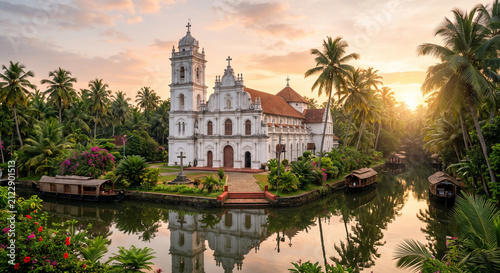 Historic Kerala church architecture featuring elegant colonial design, traditional craftsmanship and rich Christian heritage in South India