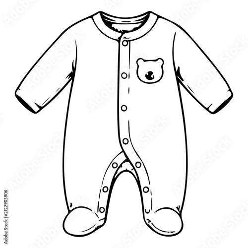 Hand Drawn Footed Baby Sleepsuit Illustration