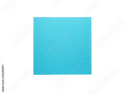 Single solid light blue square paper sheet isolated on transparent background