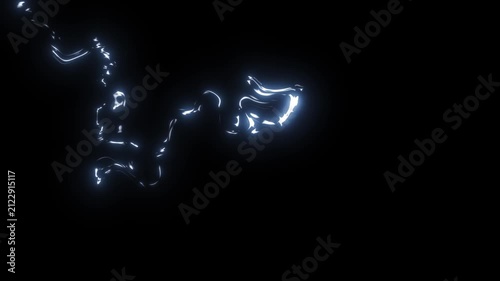 Animated blue electric lightning strikes with powerful thunder glow, cartoon energy blast, plasma flash explosion, storm bolt effect on black background, transparent alpha channel VFX, seamless 4K