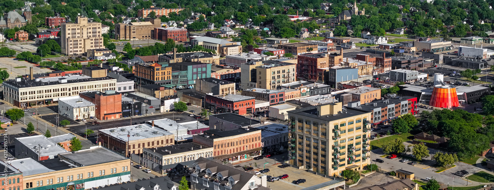 Fototapeta premium Aerial view downtown Bay city, Michigan urban landscape