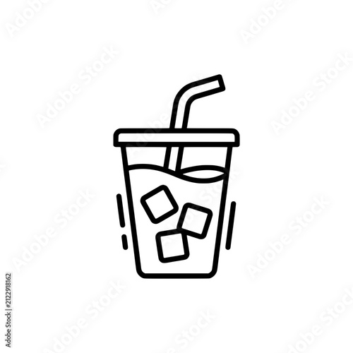 To go cup straw ice outline drink vector icon