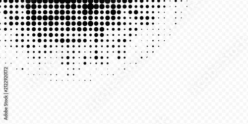 Abstract black halftone dot background with gradient fade  featuring modern dotted corner patterns. Eps 10