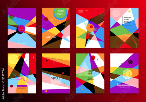 Colorful Geometric Brochure Cover Templates Collection with Transparent Abstract Shapes
