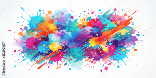 Abstract Colorful Paint Splash Background with Rainbow Watercolor Ink Splatters and Artistic Grunge Texture Vector Design for Creative Decoration and Modern Abstract Illustration
