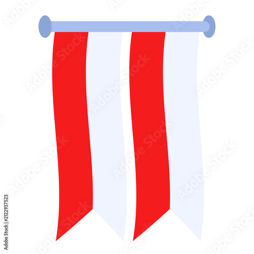 Red and White Vertical Banners Hanging on Pole Illustration