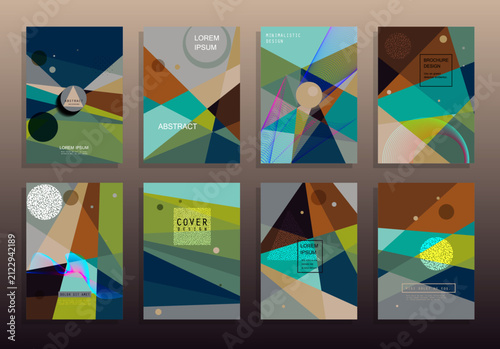 Earth Tone Geometric Brochure Cover Templates Collection with Transparent Abstract Shapes