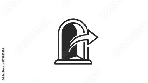 Bild auf Leinwand Black arrow icon pointing right in arch shape.