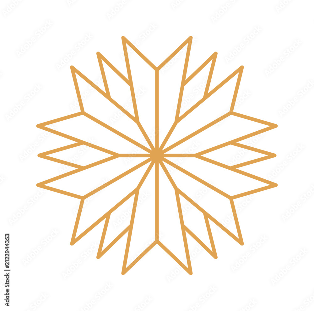 Obraz premium Star Snowflake Radial Burst Geometric Line Art
