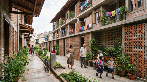 Climate-Ready Affordable Homes with Breezy Shaded Walkways