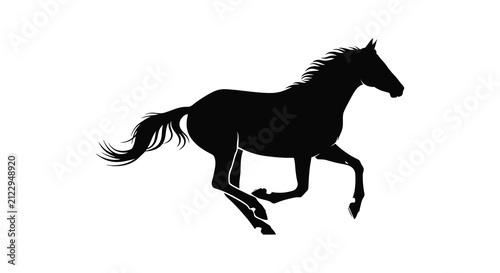 Foto Galloping horse silhouette against a white background a dynamic black shape silh