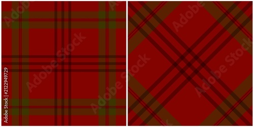 Red and green checkered pattern, plaid fabric for textile and fabric design, Scottish tartan pattern