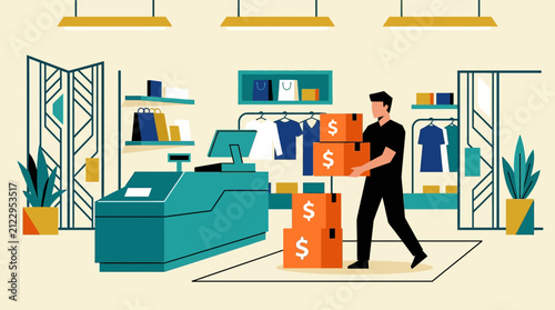 Retail Store Logistics and Inventory Management Illustration