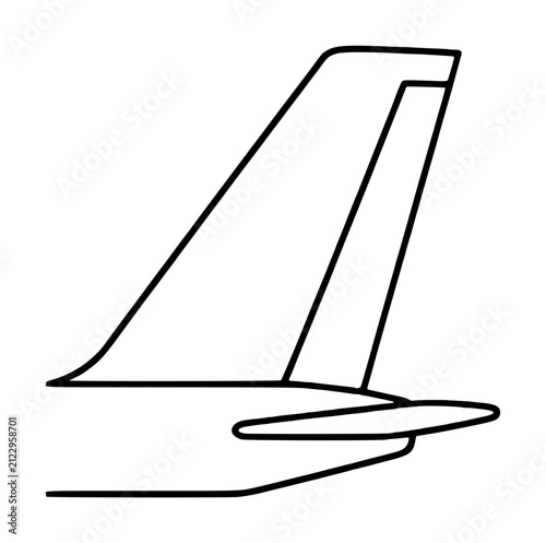 Foto Hand-traced vector icon illustration of an airplane tail fin vertical stabilizer