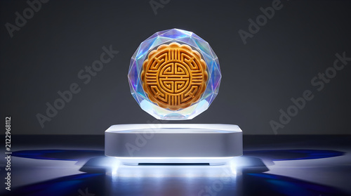 Mooncake On Magnetic Levitation for Modern Commercial Marketing Background and Digital Creative
