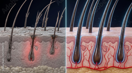 Healthy vs Damaged Hair Follicles