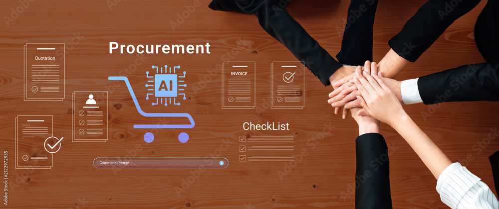 Obraz premium A team collaborates on procurement strategies using AI tools and checklists, showcasing efficiency and modern business solutions in an engaging workspace. Cyphers