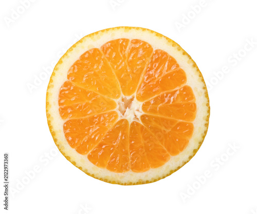 Fresh Orange Citrus Fruit Slice Isolated on White Background
