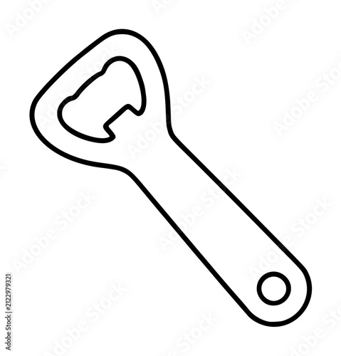 Quadro su tela Hand-drawn vector icon illustration of a classic bottle opener tool, minimalist
