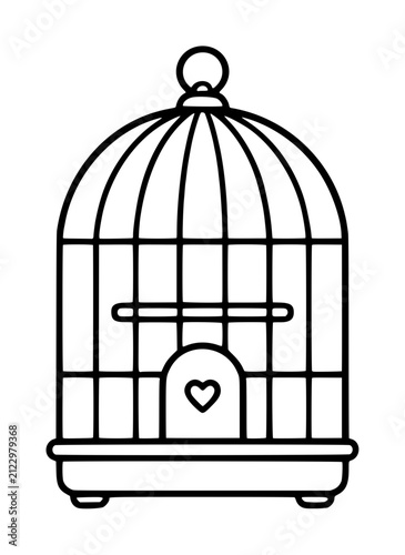 Bild auf Leinwand Hand-traced vector icon of a classic domed birdcage featuring a small heart on i