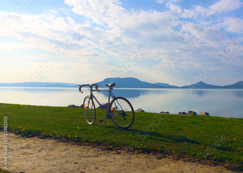 Картината върху платно on the road, by bike, around Lake Balaton