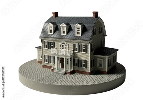 Victorian dollhouse on a base isolated on transparent background