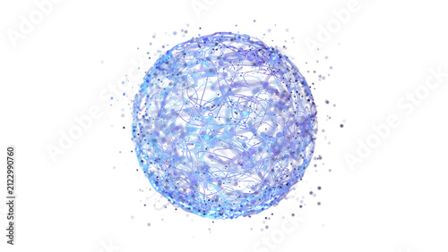 Ice blue Neon Futuristic 3d Sphere Glowing Digital Line Waves and Particles. Abstract Energy Orb. Data, Innovations. Big Data Futuristic Digital Network. Artificial Intelligence with Particles Loop.