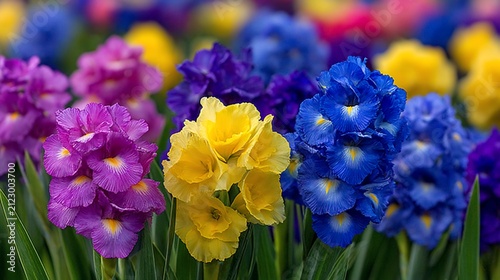 Vibrant field of Iris flowers in full bloom showcasing the beauty of nature