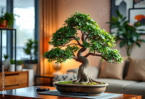 Elegant bonsai tree in a ce...