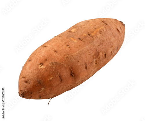 Whole Fresh Raw Sweet Potato Isolated on White Background