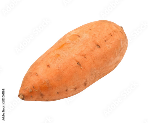 Fresh Single Sweet Potato Isolated on White Background