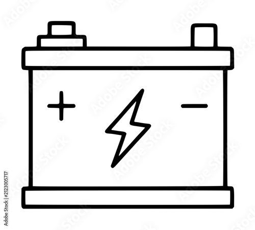 Bild auf Leinwand Hand-traced vector illustration of a classic car battery icon with lightning bol