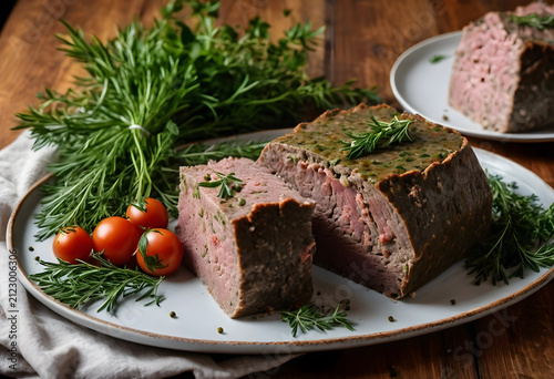 Sliced meatloaf with fresh ...
