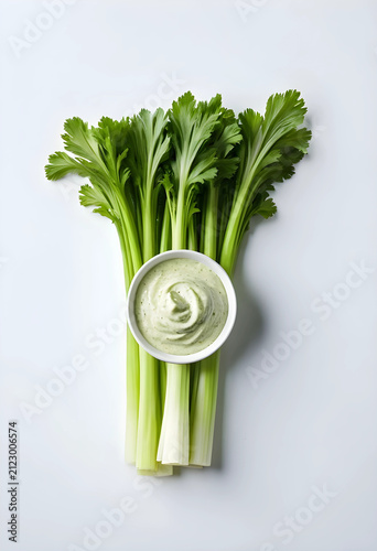 Fresh green celery stalks w...