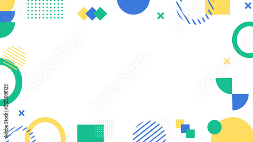simple frame background featuring a cute colorful retro pop Memphis geometric design