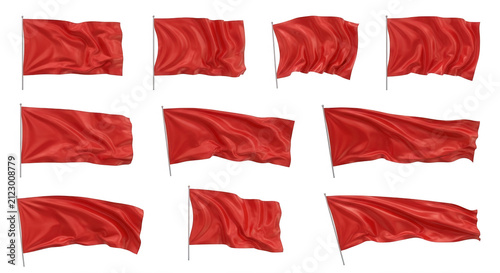 collection of red flags displayed on white background suggesting warnings or signals for concepts and design