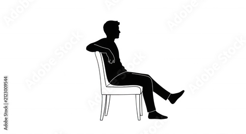 silhouette of a man relaxing sitting in a chair against a white background concept visuals