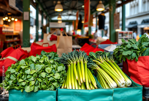 Fresh green vegetables and ...