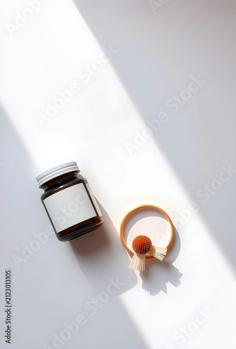 Amber glass bottle with bla...