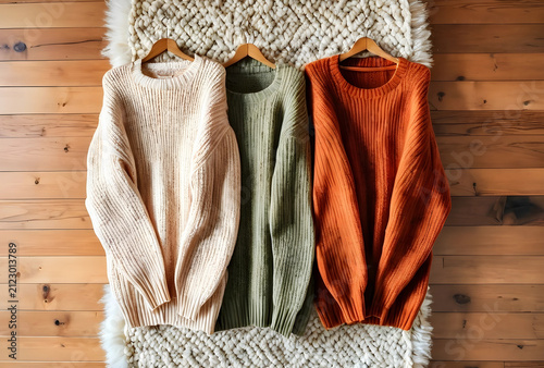 Three cozy knit sweaters in...