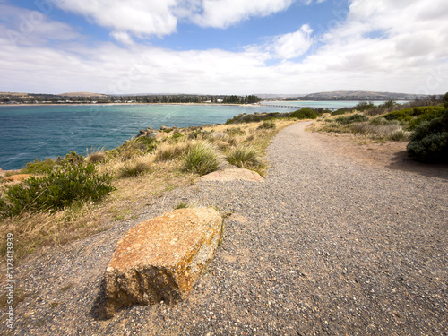 Views from Granite Island back towards Victor Harbor and the tram causeway