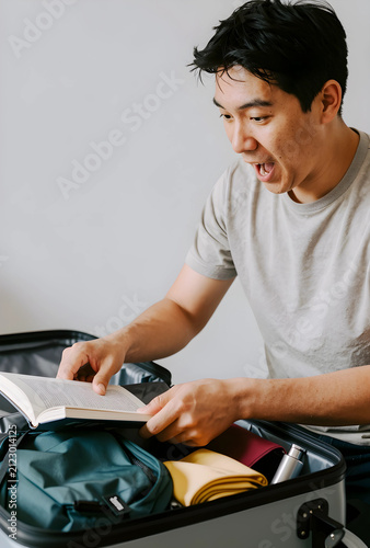 Surprised young asian man r...