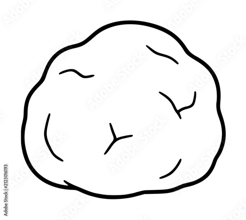 Bild auf Leinwand Hand traced black outline vector illustration of a small bumpy rock or stone wit