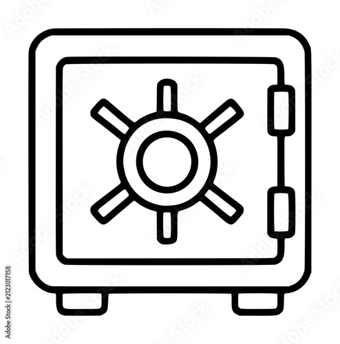 Canvastavla Hand-traced vector icon of a black and white safe deposit box or data vault with