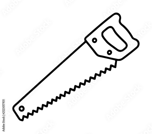 фотографія Hand-traced outline vector illustration of a classic crosscut saw with pointed r