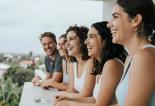 Group of happy young adult ...