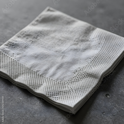 Folded white paper napkin w...