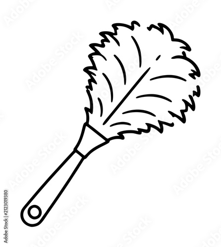 Bild auf Leinwand Hand-drawn vector illustration of a classic feather duster with a wooden handle