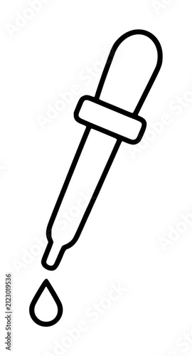 Photography Hand-traced vector icon illustration of a classic eyedropper tool with a falling