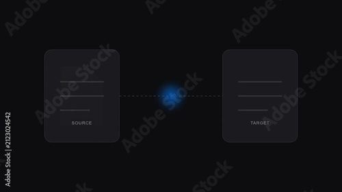 Minimalist Motion Graphic Animation of Digital File Transfer From Source to Target for Data Migration